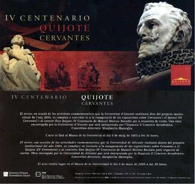 Ejemplo: Invitación IV Centenario Don Quijote - Cervantes. Museo de la Universidad de Alicante.