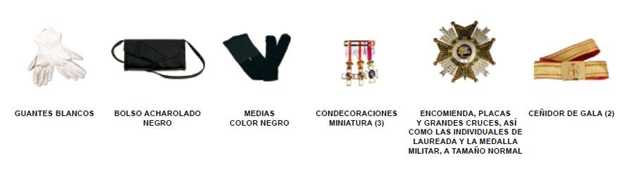 Uniforme de Gran Etiqueta - Mujer. Accesorios.