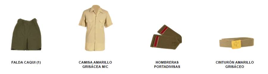 Uniforme de diario verano tropa - Mujer. Prendas.