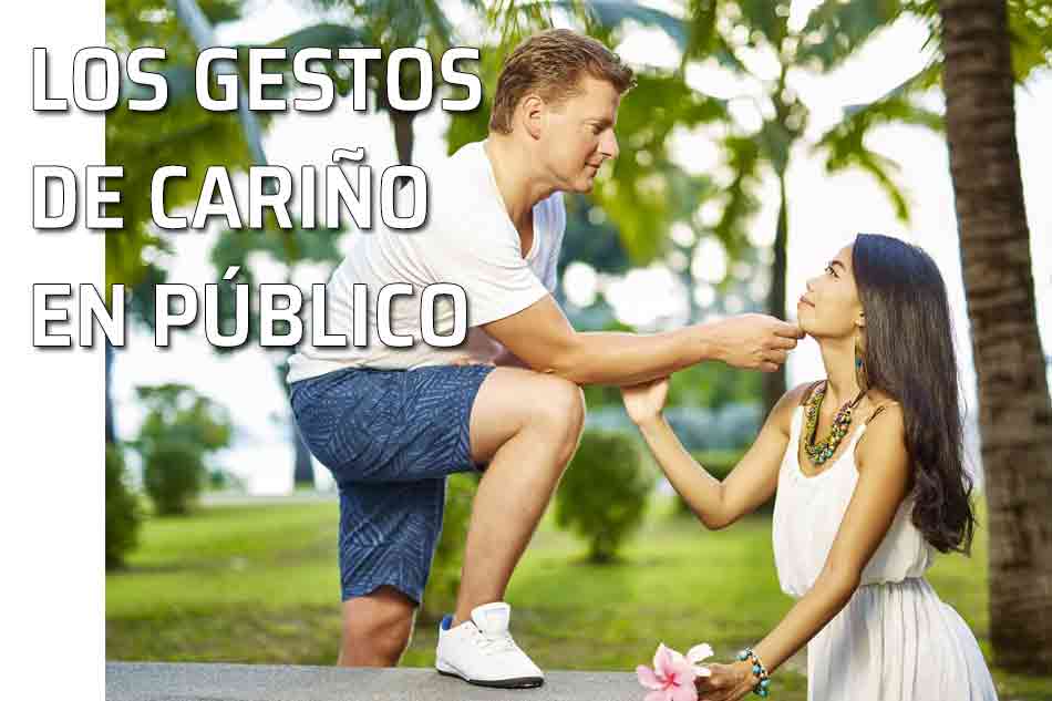 Guardar la compostura. Los gestos de cariño en público. Pareja se hace un gesto de cariño