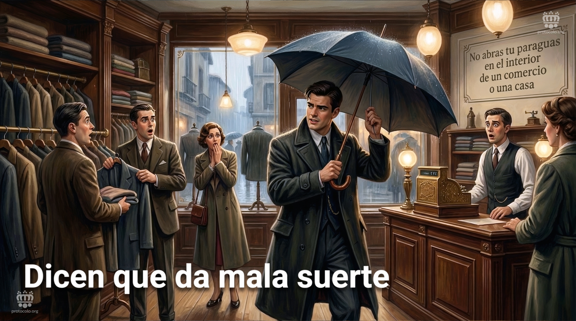 Abrir el paraguas en un sitio cerrado se dice que trae mala suerte
