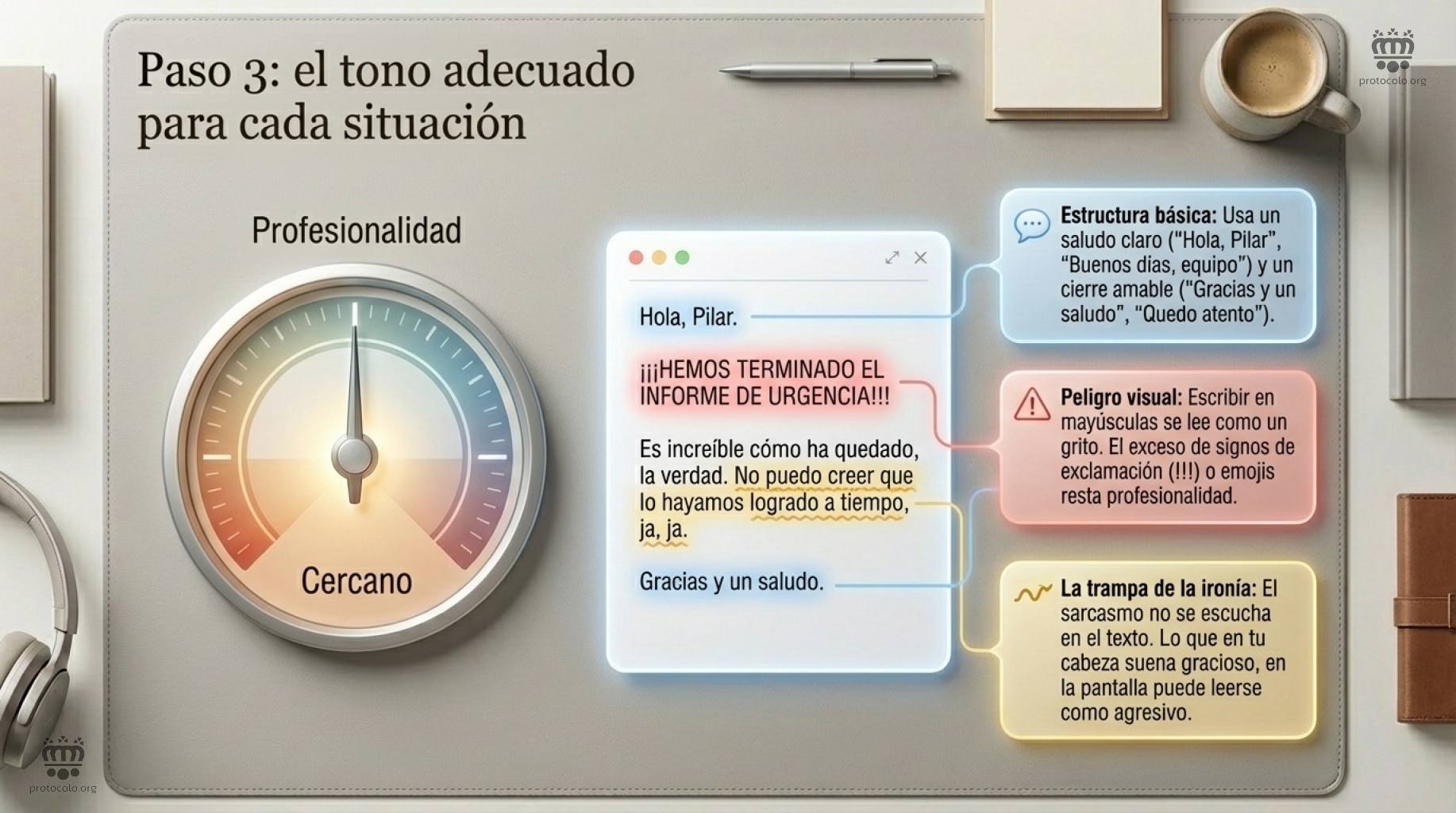 La forma de redactar un correo también es muy importante.