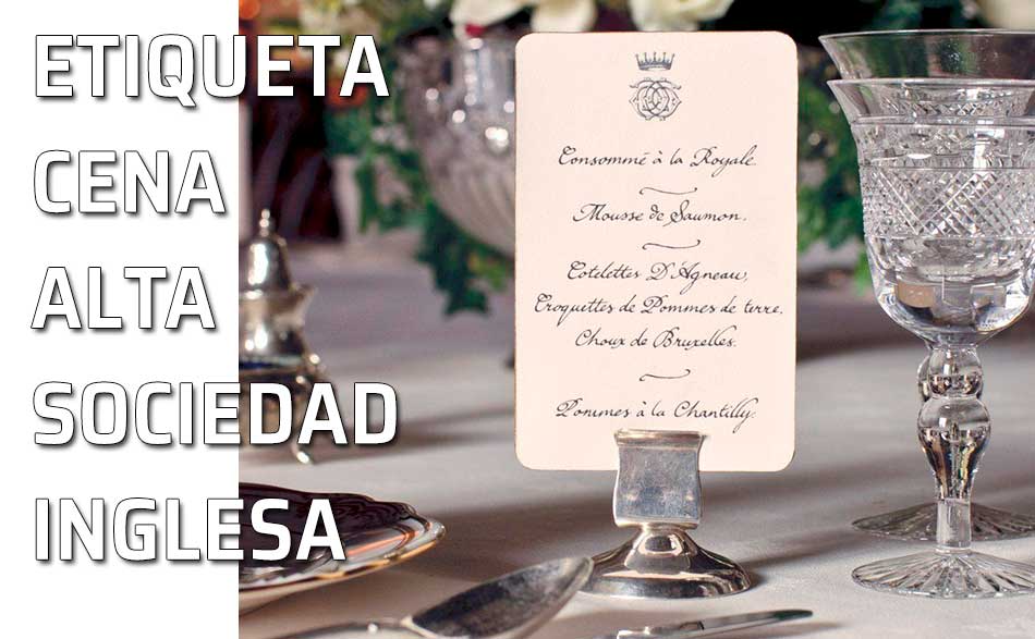 Minuta en francés de una cena de la alta sociedad inglesa