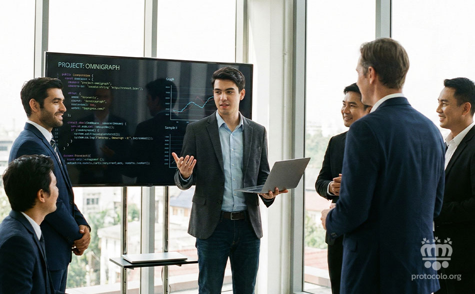 NO hay que vestir de etiqueta, pero hay que tratar de vestir bien, acorde al contexto. No es lo mismo una reunión con otros colegas de profesión que reunirse con un grupo de inversores