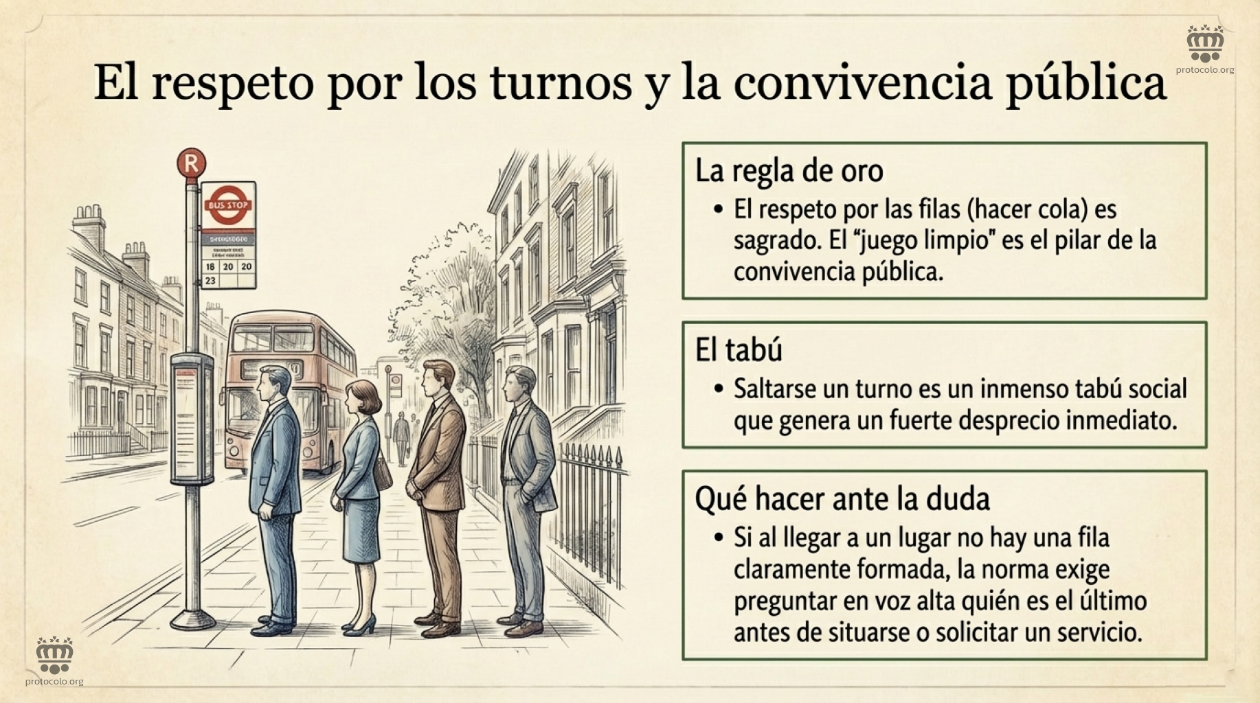 Respetar los turnos, las colas y la cortesía en la convivencia