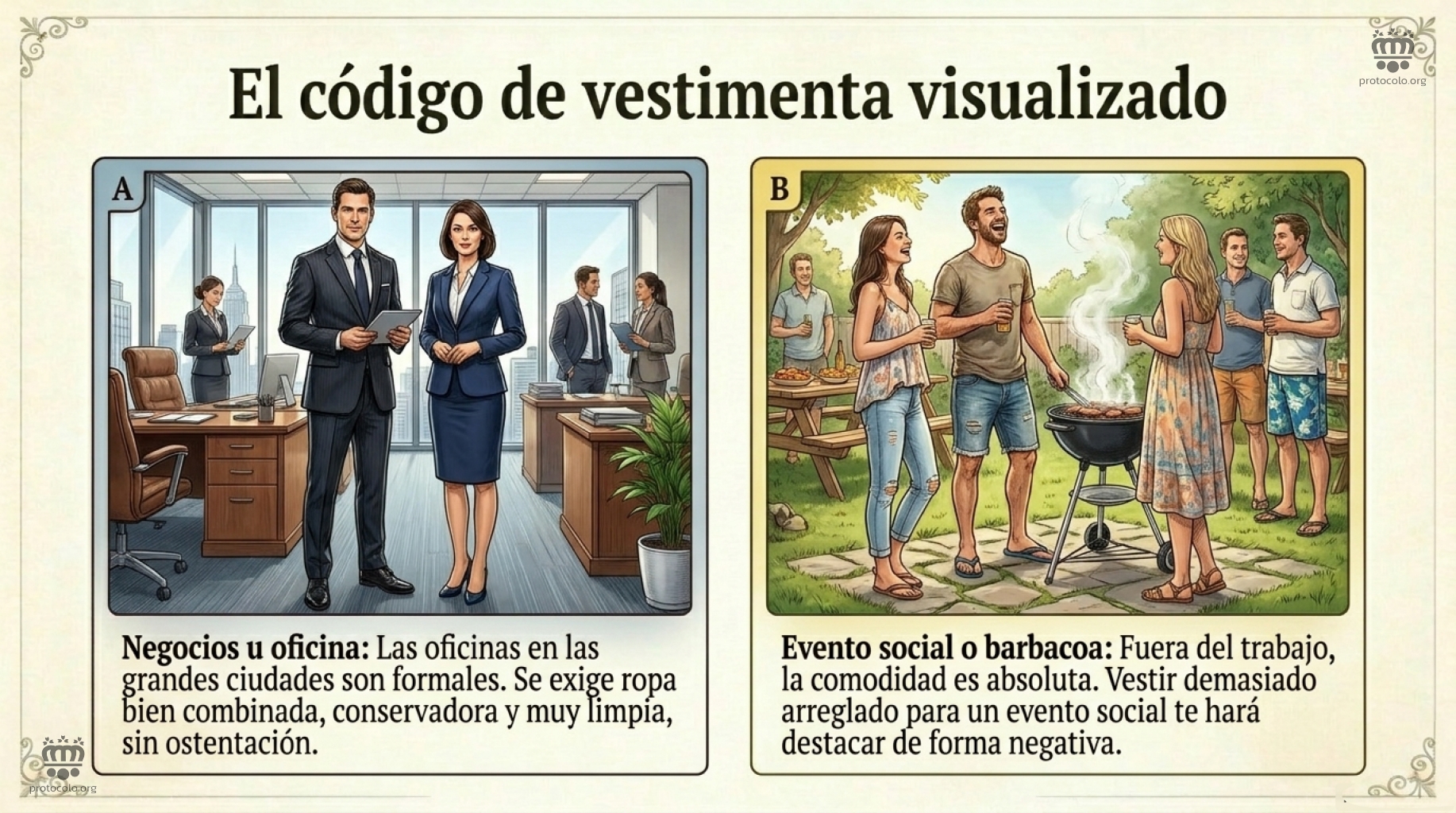 No es lo mismo vestirse para ir a la oficina que para asistir como invitado a una barbacoa