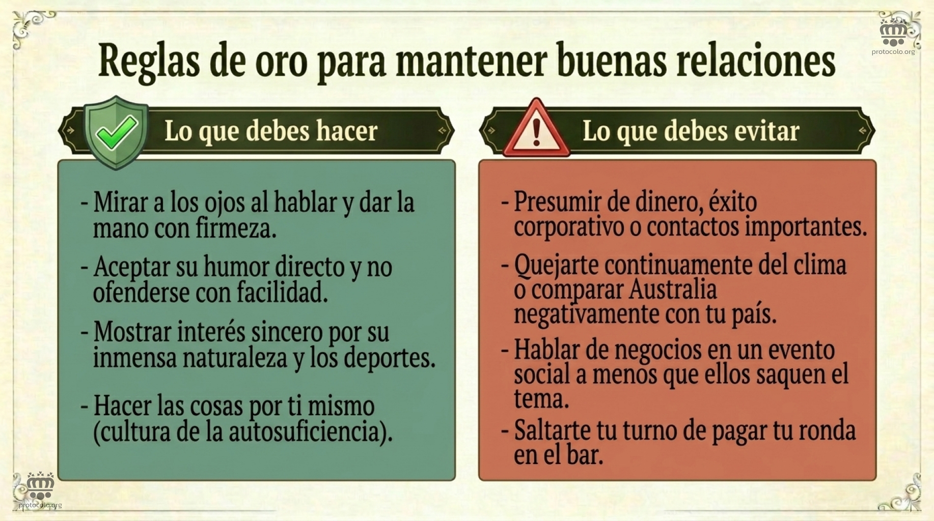 Los que debemos hacer y lo que no debemos hacer