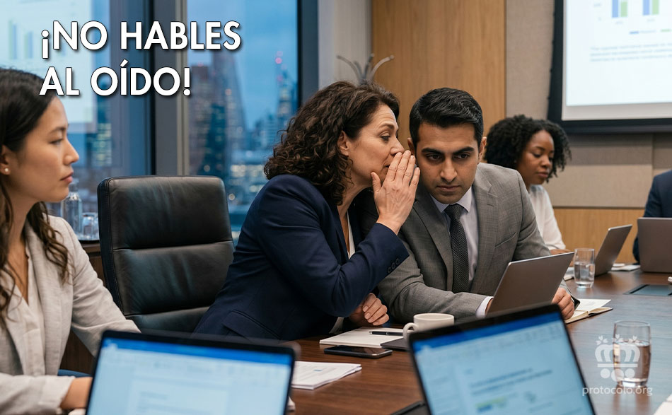 No hables el oído y no hables en un idioma que los demás no entiendan Los conversaciones no pueden ser excluyentes para ninguno de los participantes en las mismas