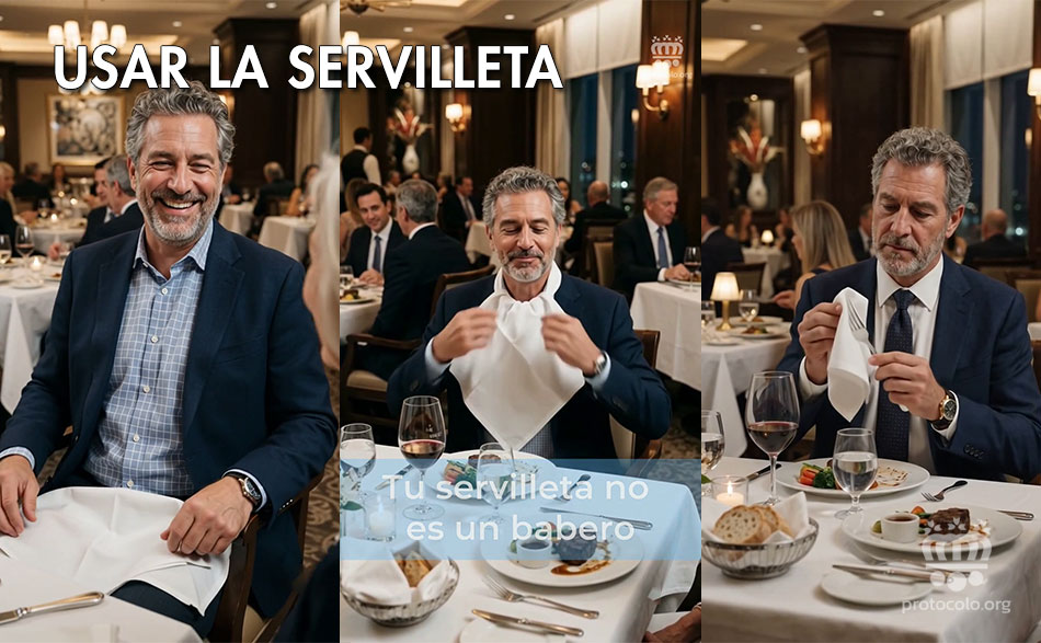 La servilleta no puede usarse para todo en la mesa, aunque algunos parecen desconocerlo. La servilleta tiene un uso muy definido y concreto en la mesa