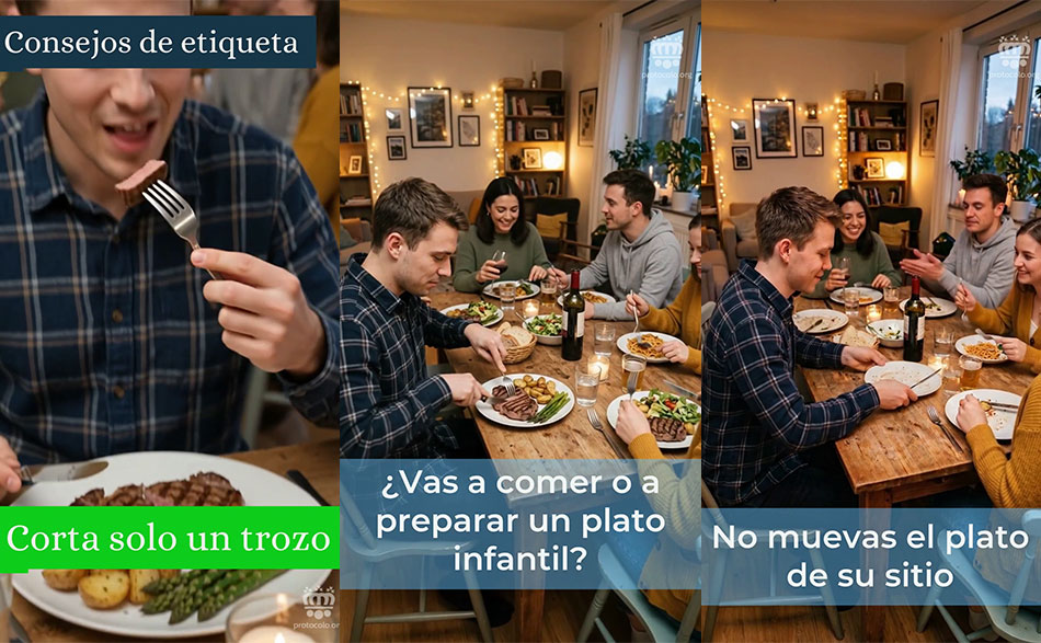 Trocear toda la comida y mover el plato de su sitio... qué dice la etiqueta