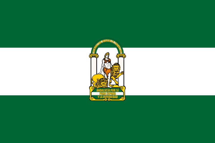 Bandera oficial de Andalucía.  Comunidad Autónoma de Andalucía