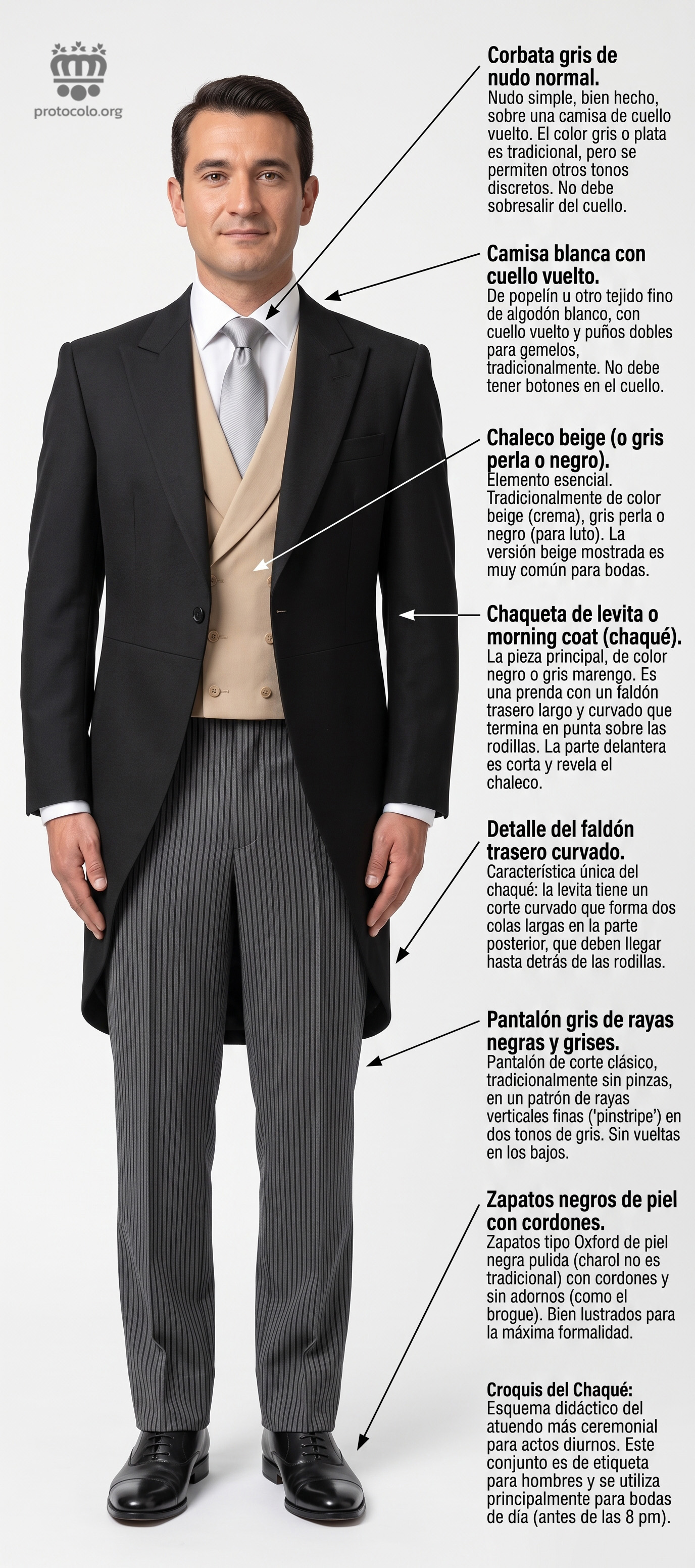 Prendas que se suelen vestir con el chaqué. Prendas que se suelen vestir con el chaqué
