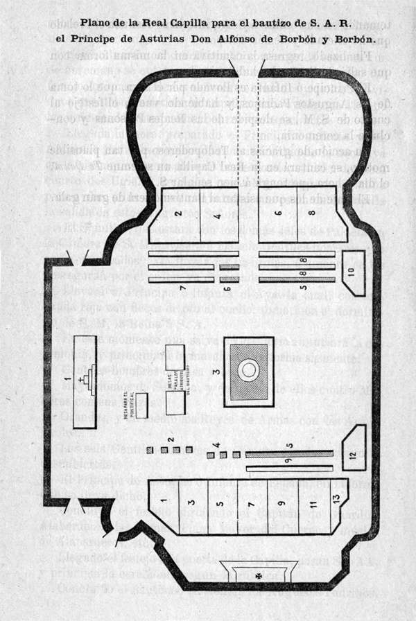 Plano de la Real Capilla. Bautismo S.A.R.