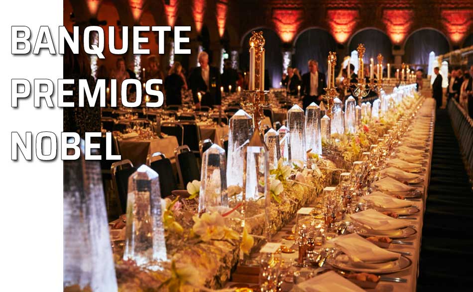 Mesa engalanada para la cena de los premios Nobel