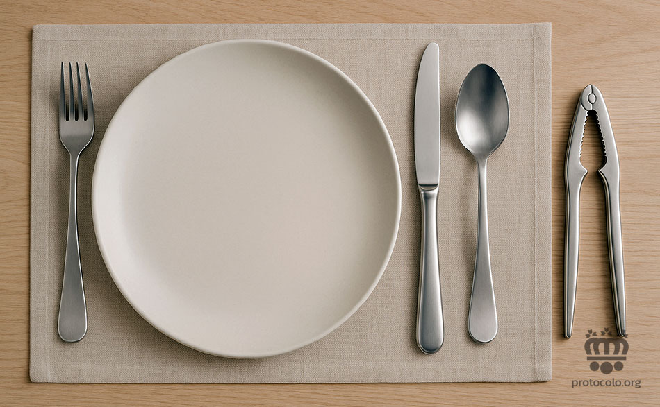 Set de cubiertos con pinza para el marisco