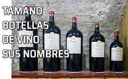 Botellas de vino de distintos tamaños